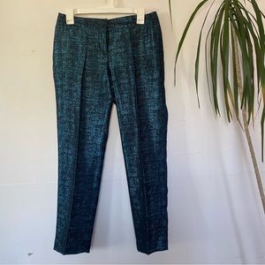 EXPRESS Women's Metallic Ocean Blue Dress Pants Pleated Trousers Size 2R